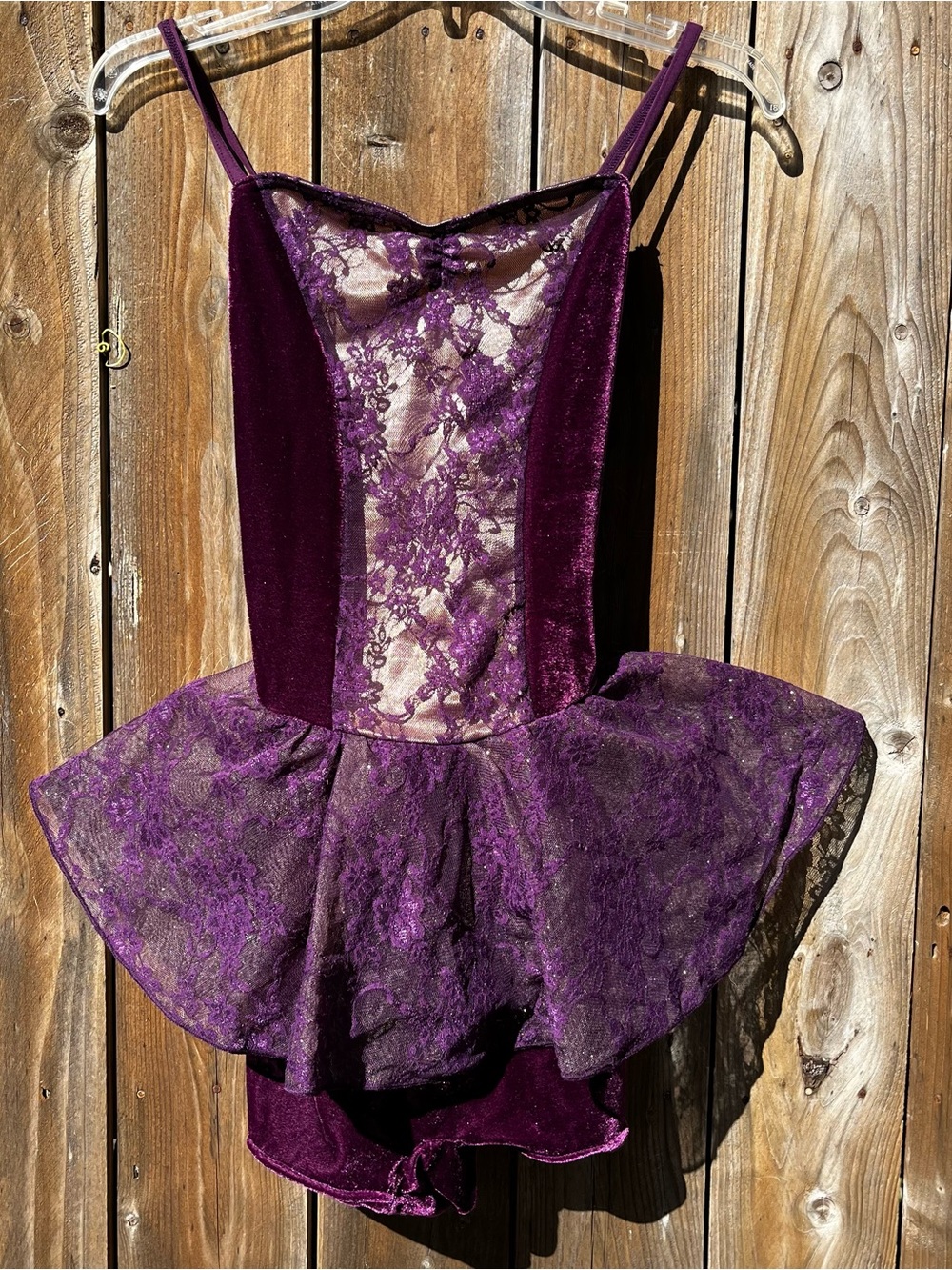 Whimsical Vintage Dance Balletcore Purple Lace Velvet Tutu Unitard